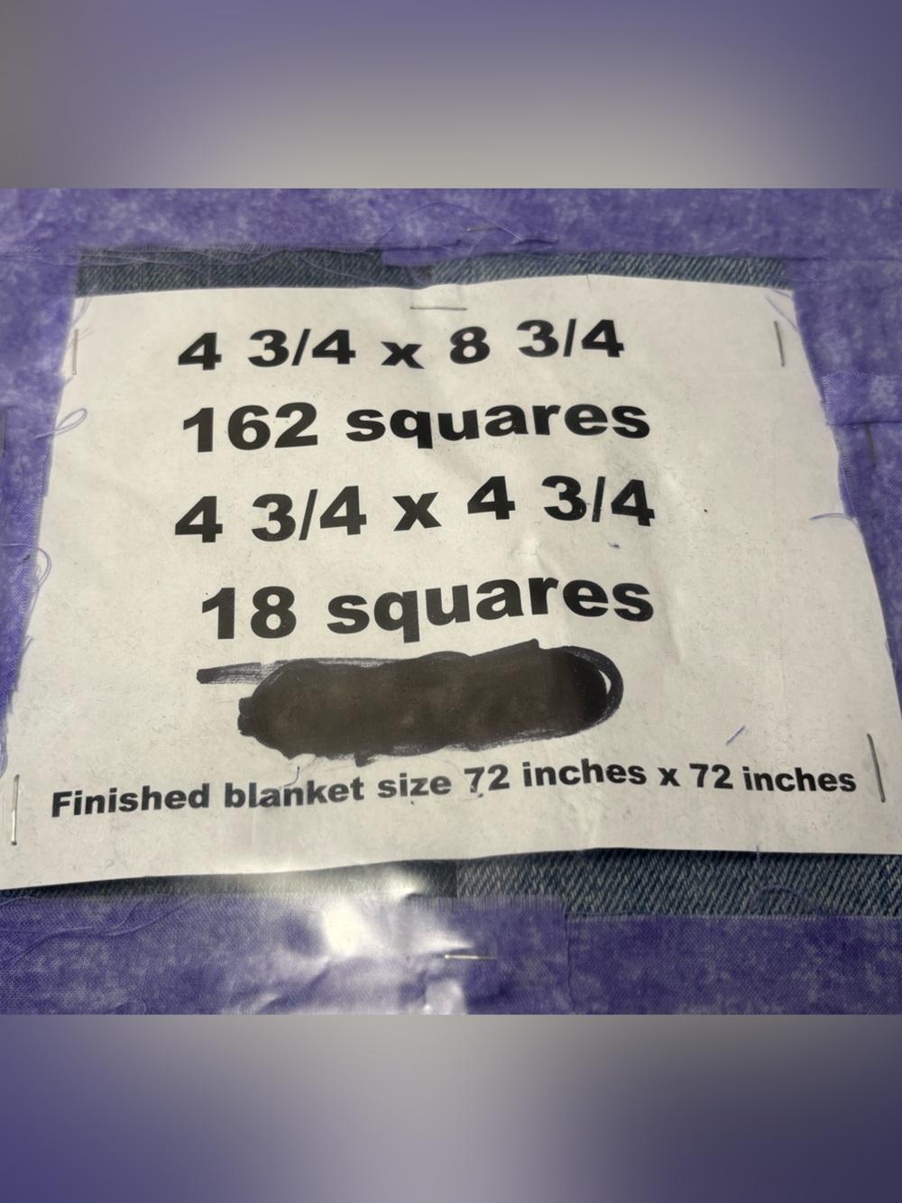 Pre-cut denim squares for a large denim blanket